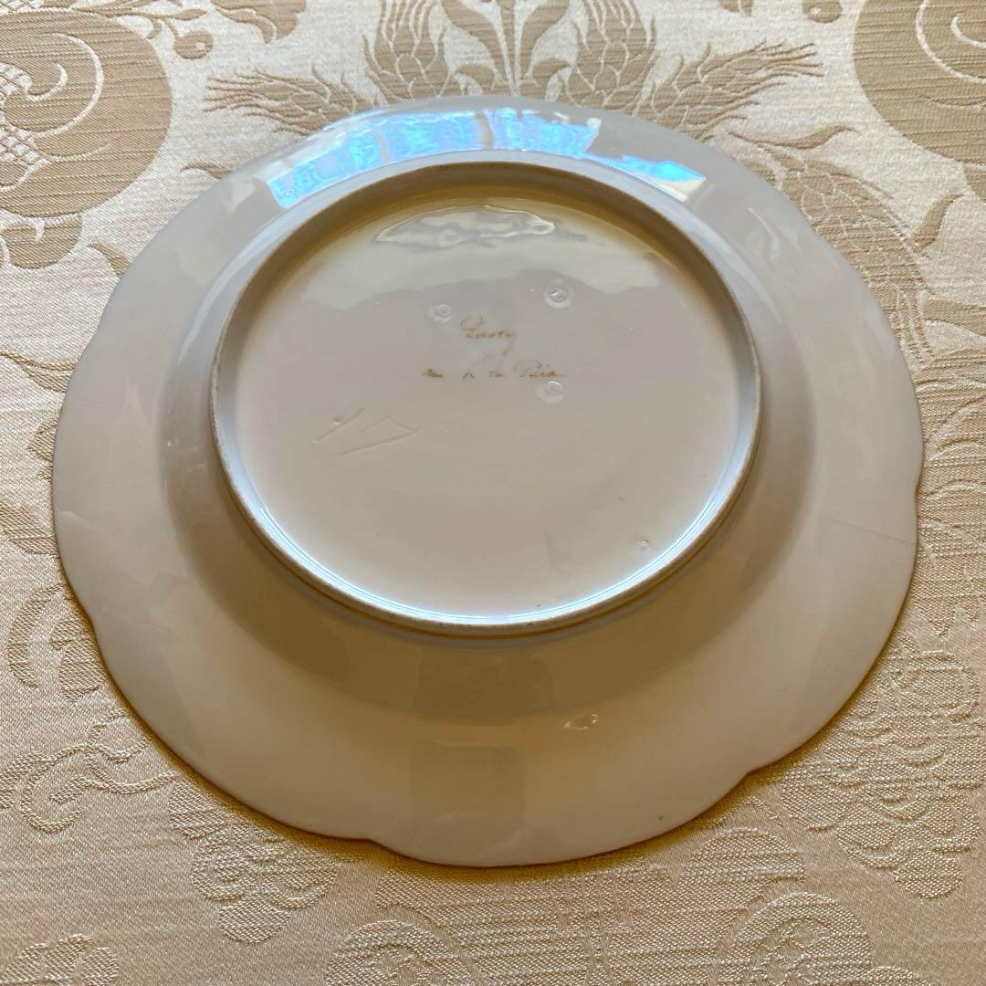 【フランス／アール・ヌーヴォー】金彩 エナメル 手描皿「Le Rosey／白猫」