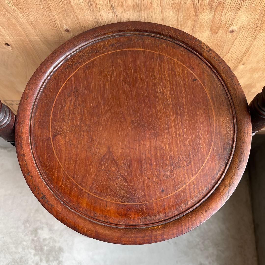 ケーキスタンド アンティーク イギリス 木製 三段 インレイ アフタヌーンティー