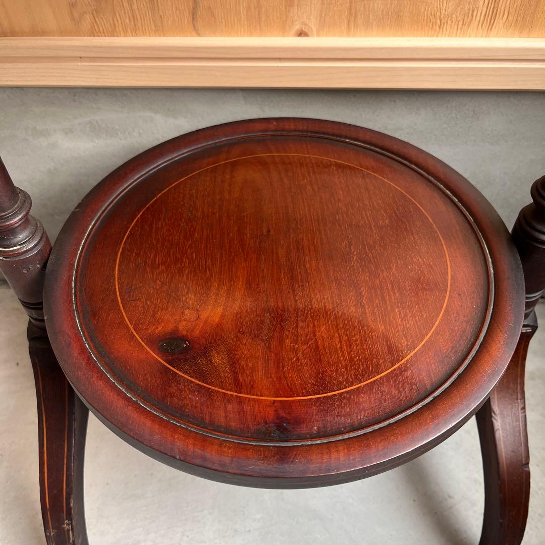 ケーキスタンド アンティーク イギリス 木製 三段 インレイ アフタヌーンティー