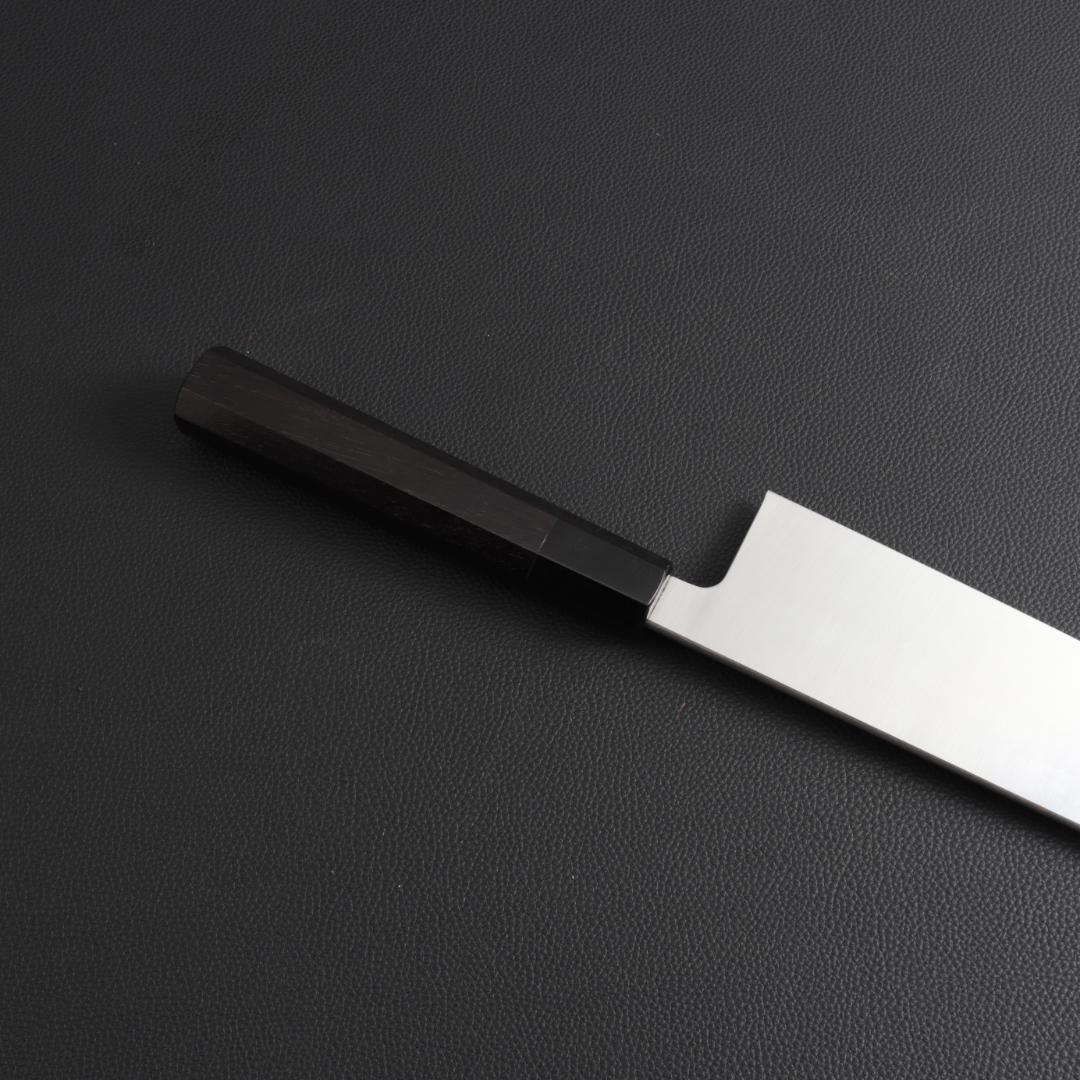 10422 切付型牛刀 尺寸 刺身包丁 両刃包丁 和牛刀 黒檀黒水牛角八角柄