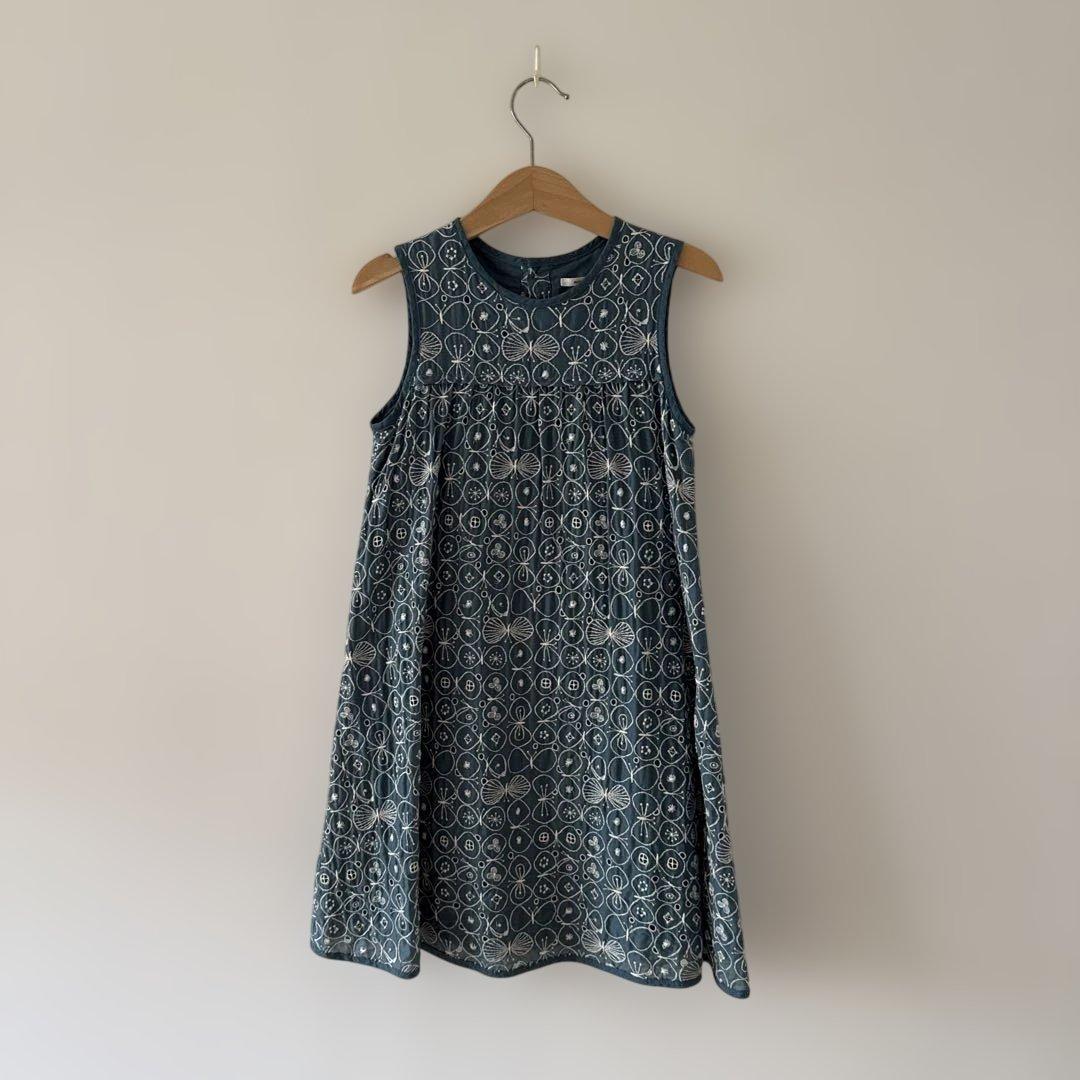 minä perhonen キッズ 刺繍ノースリーブワンピース