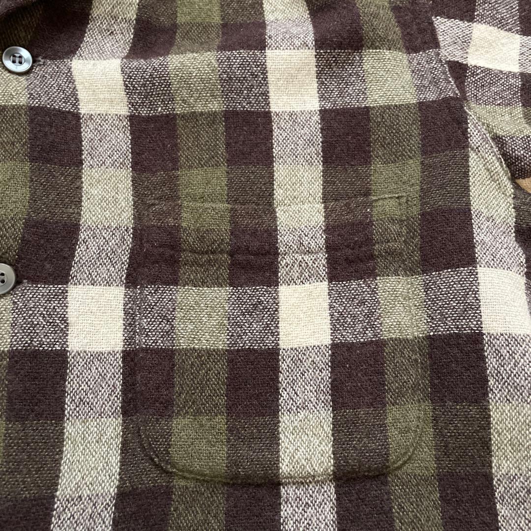 60sPILGRIM 三角タグ　ウールチェック開襟シャツ　ブロックチェック