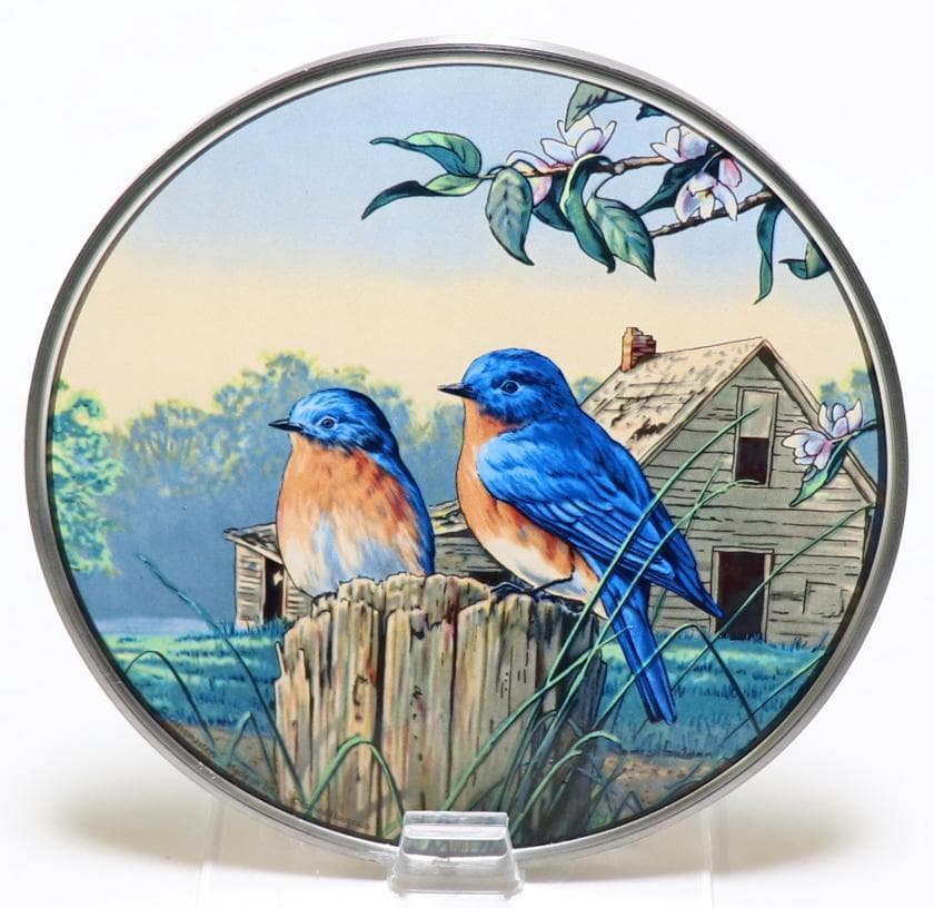 ジム・ハウトマン ヴィンテージ ステンドグラス 二匹の青い鳥 ブルーバード