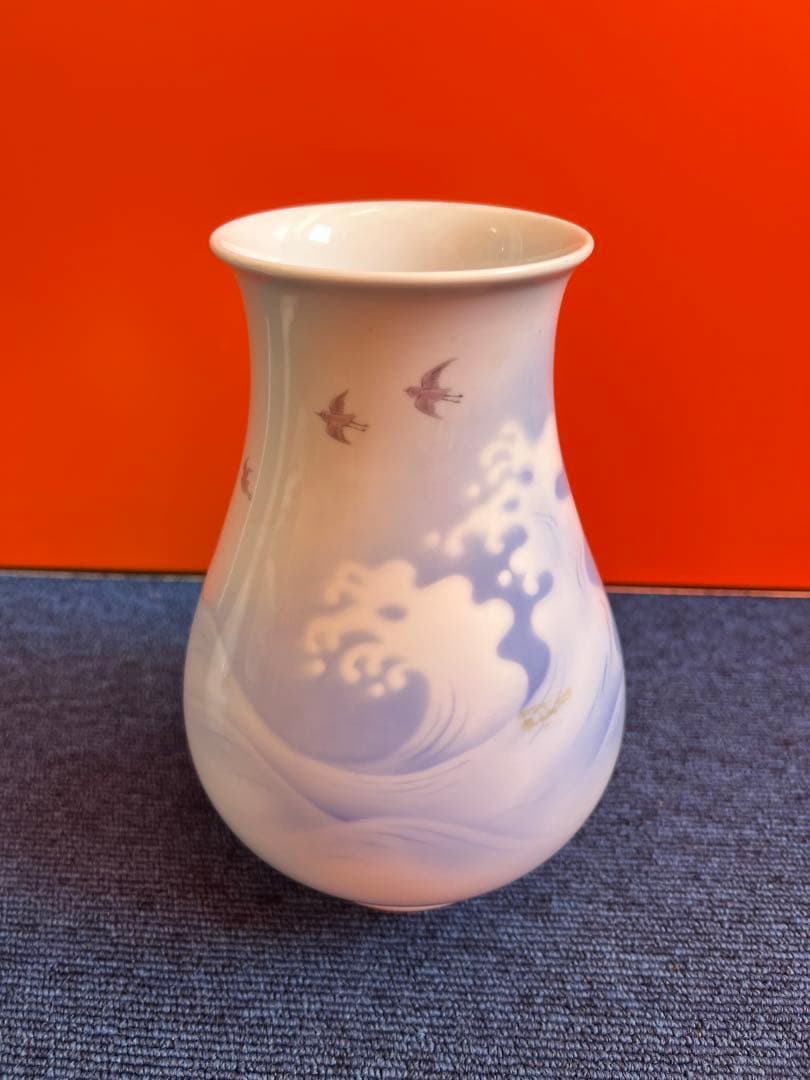 1108 深川製磁　花瓶　2客　富士山　浪花