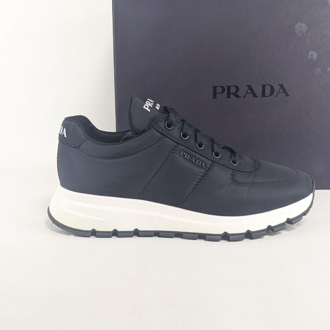 美品　PRADA　プラダ　スニーカー　ナイロン　箱付き　軽量　ダークネイビー
