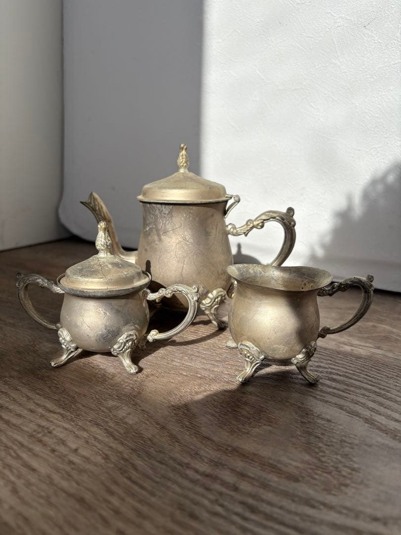 ヴィンテージ　シルバー　ティーポット　クリーマー　シュガーポット