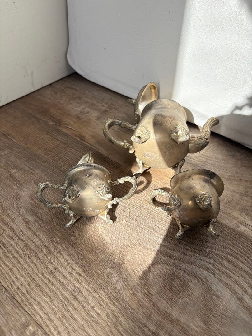 ヴィンテージ　シルバー　ティーポット　クリーマー　シュガーポット