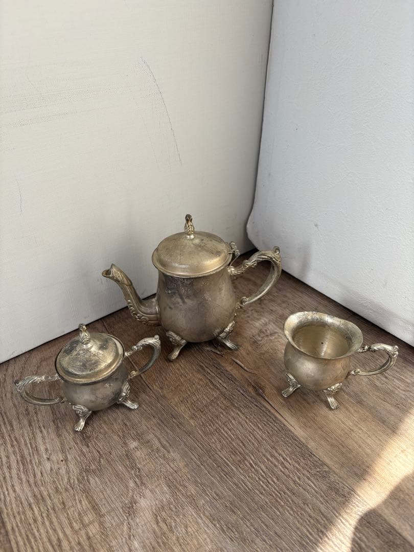 ヴィンテージ　シルバー　ティーポット　クリーマー　シュガーポット