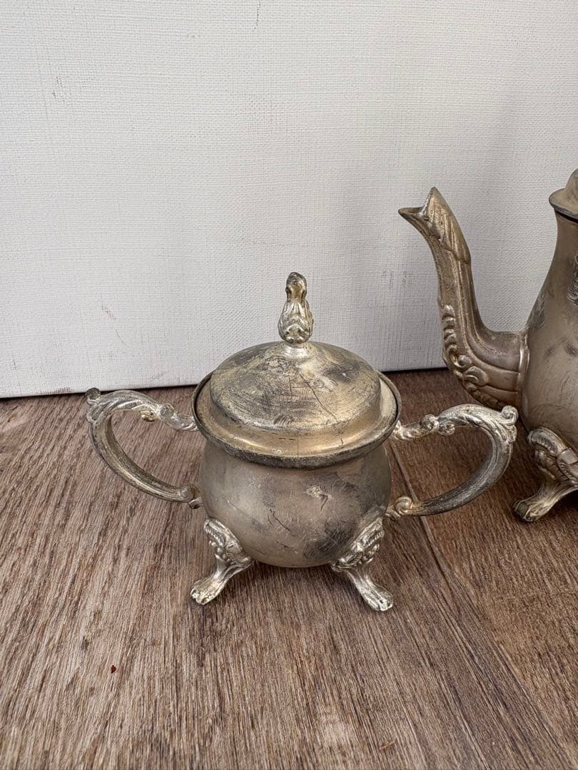 ヴィンテージ　シルバー　ティーポット　クリーマー　シュガーポット