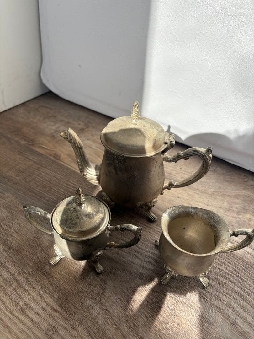 ヴィンテージ　シルバー　ティーポット　クリーマー　シュガーポット