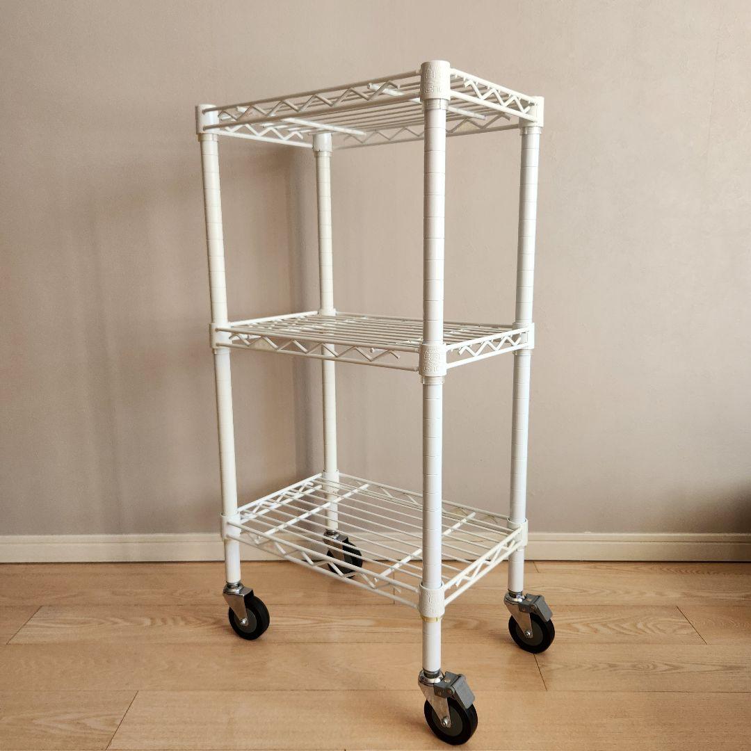 ホームエレクター 細型すき間収納ワゴン ウレタンキャスター付き 白 中古品