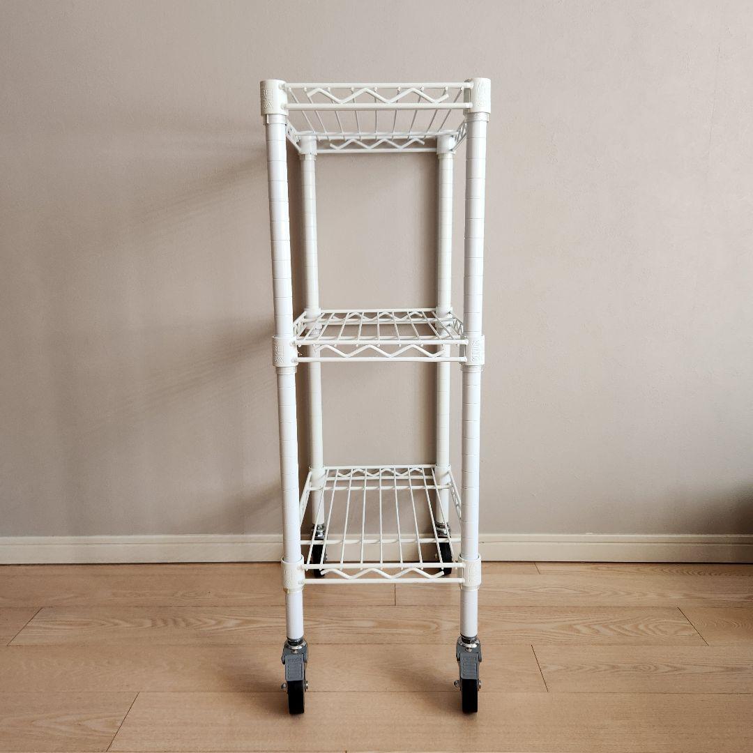 ホームエレクター 細型すき間収納ワゴン ウレタンキャスター付き 白 中古品