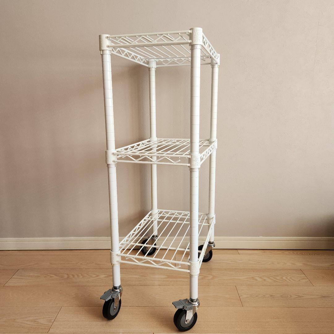 ホームエレクター 細型すき間収納ワゴン ウレタンキャスター付き 白 中古品