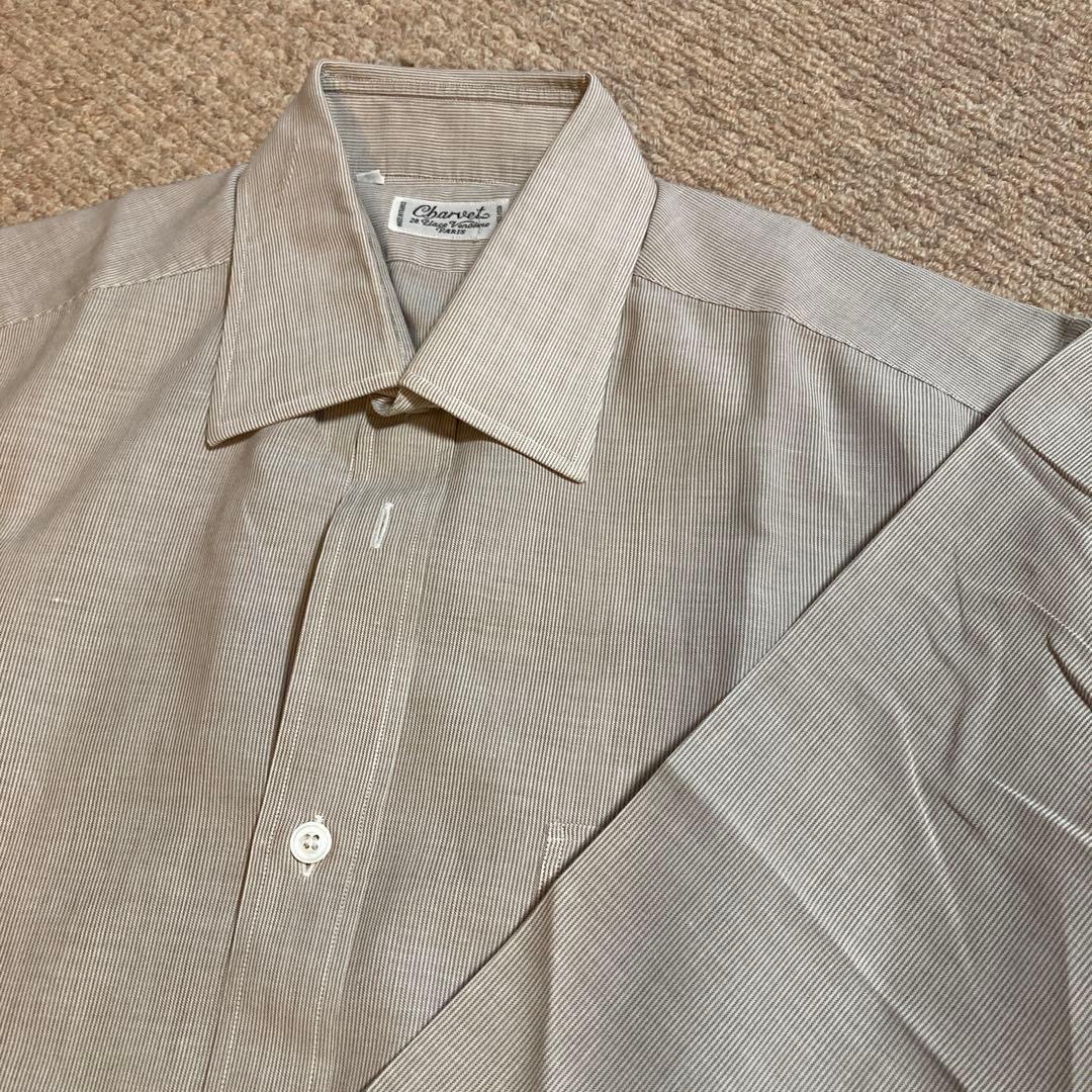 Charvet シャルべ　ストライプ 長袖シャツ　クリーニング済　フランス製