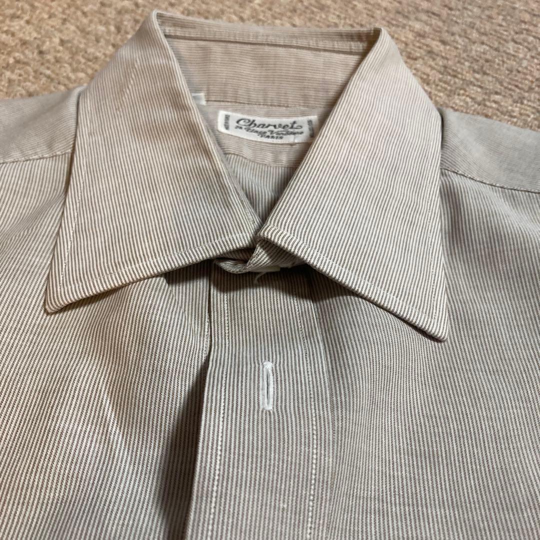 Charvet シャルべ　ストライプ 長袖シャツ　クリーニング済　フランス製
