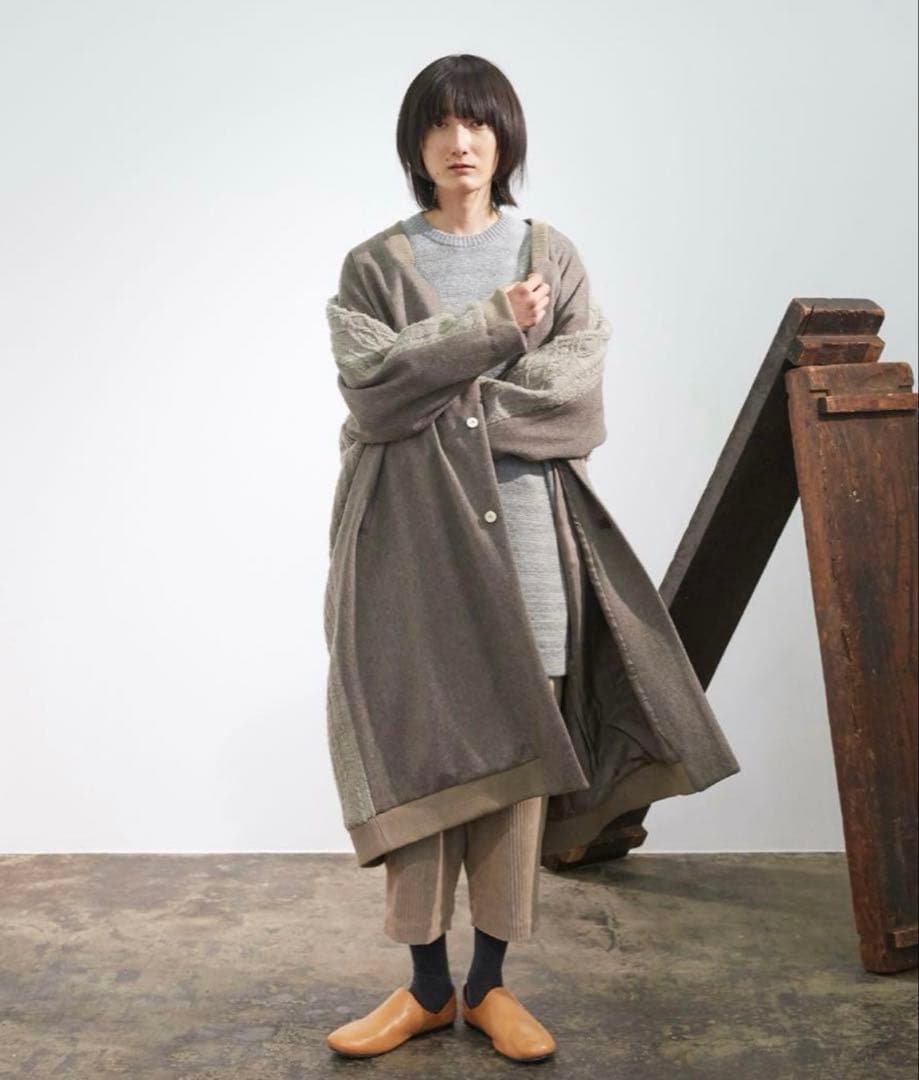 最終値下げ　ドゥルカマラ　メンズ　レディース　アランクロスリブニットコート