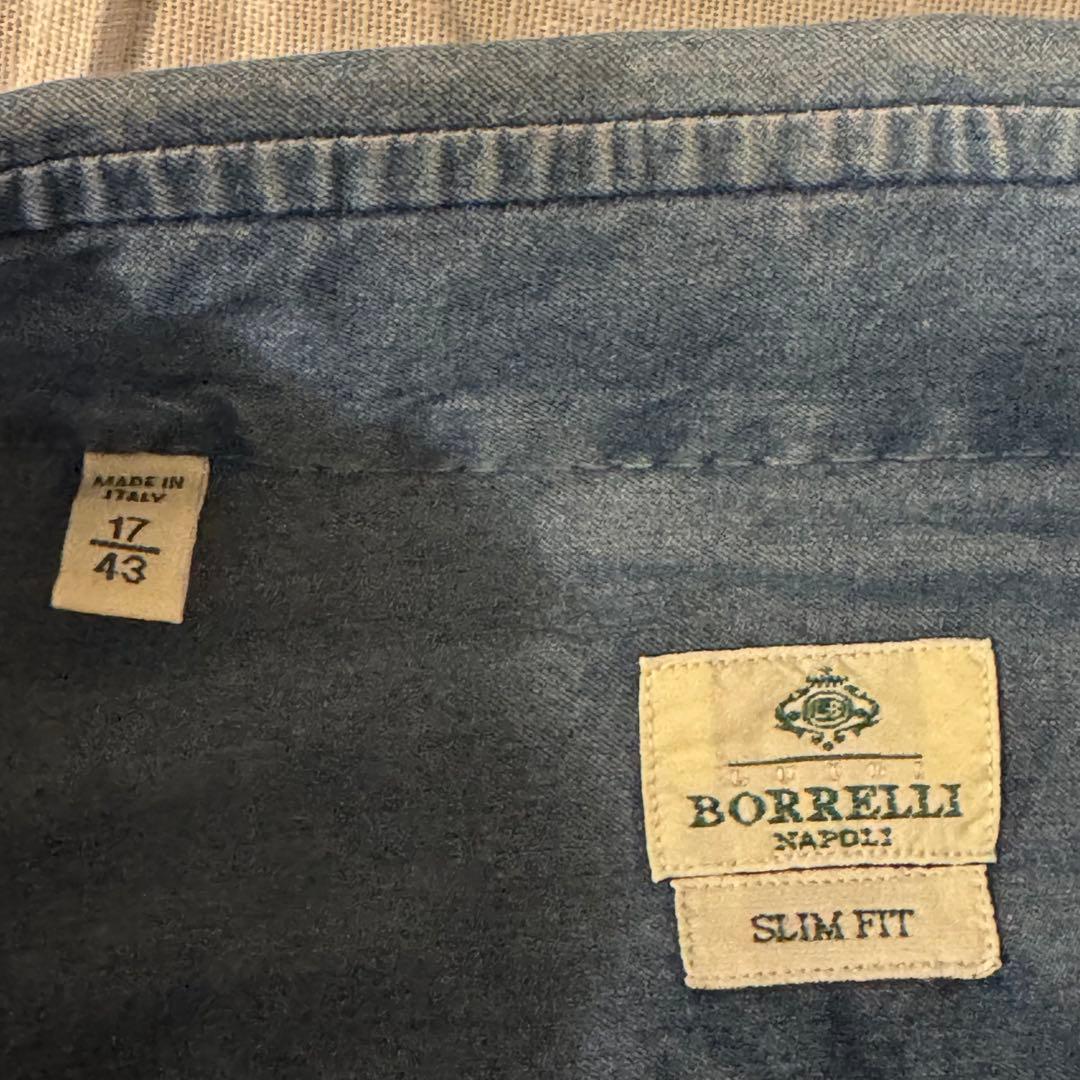 【美品】 LUIGI BORRELLI デニム ドレスシャツ サイズ17-43