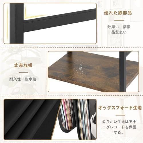 新品未開封 レコード収納ラック、3段レコードラック、200枚のレコードを収納でき