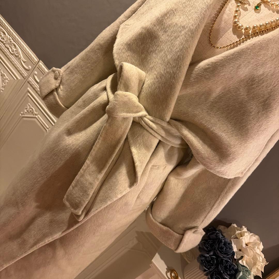 【8万円】カシミヤブレンドウール　ビッグカラーデザインコート