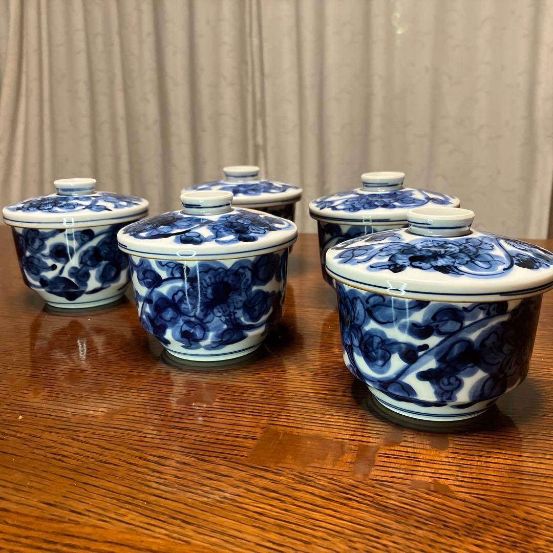 新品未使用　京焼　清水焼 京泉工芸　茶碗蒸し　五客揃え