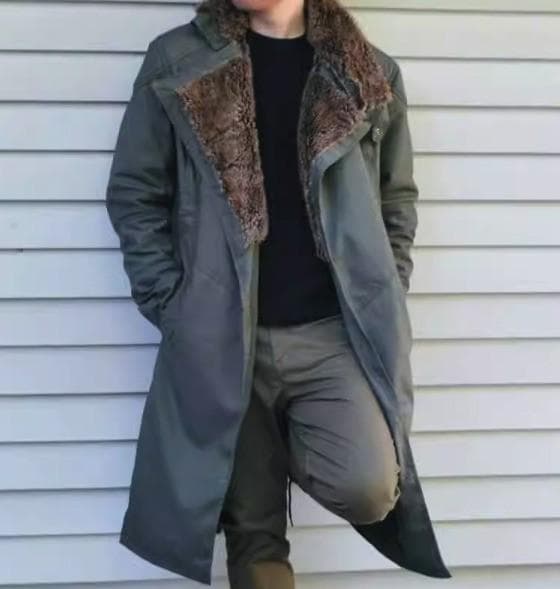 ブレードランナー2049アメリカンミッドレングスラムウールトレンチコート男性用