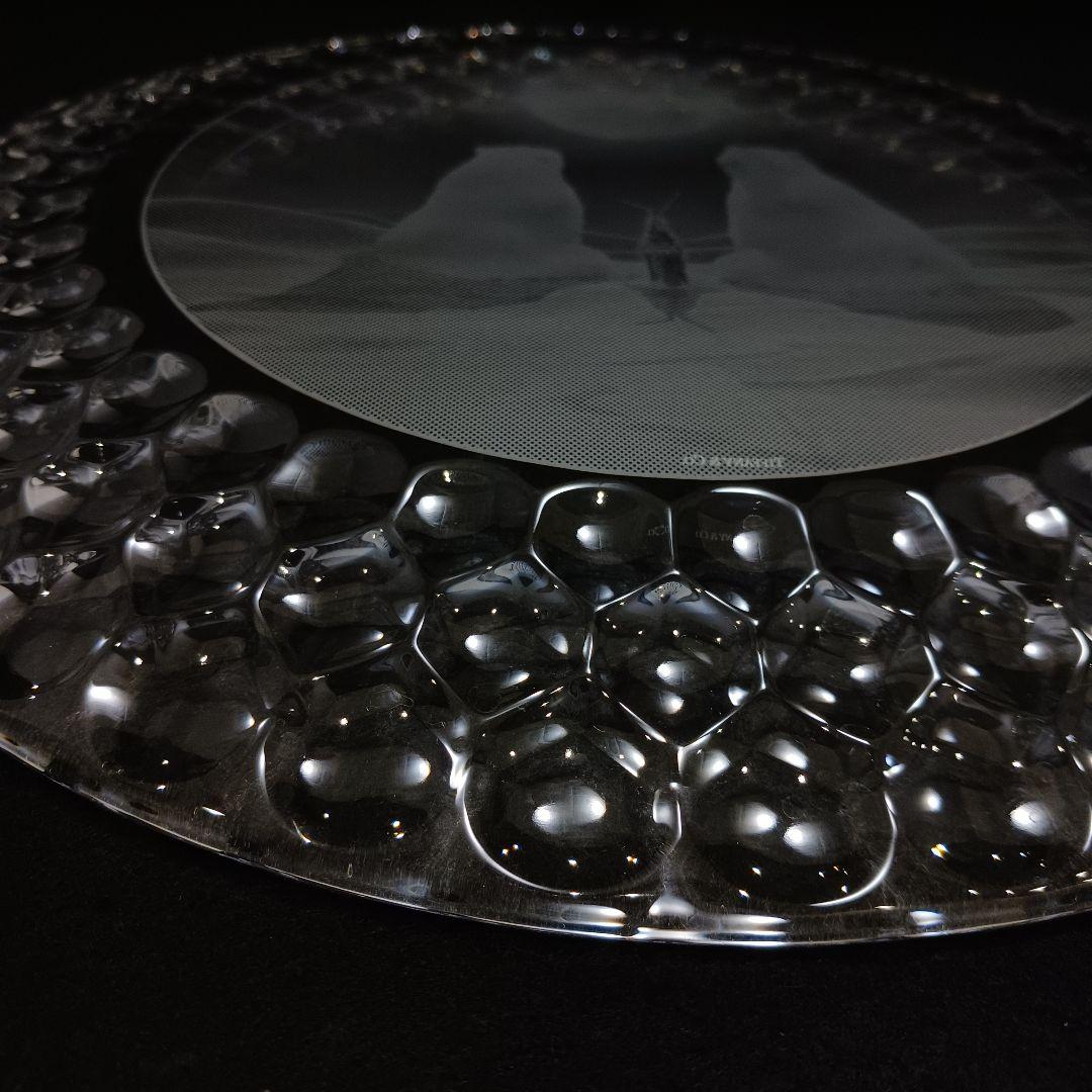 Y3301-2 ティファニー クリスタル クマ プレート ガラス 大皿 箱付PP