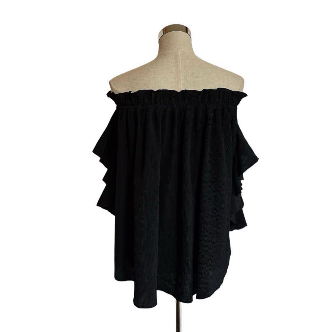【一度着用美品】shellerシェリエ2wayオフショルフリルブラウスブラック