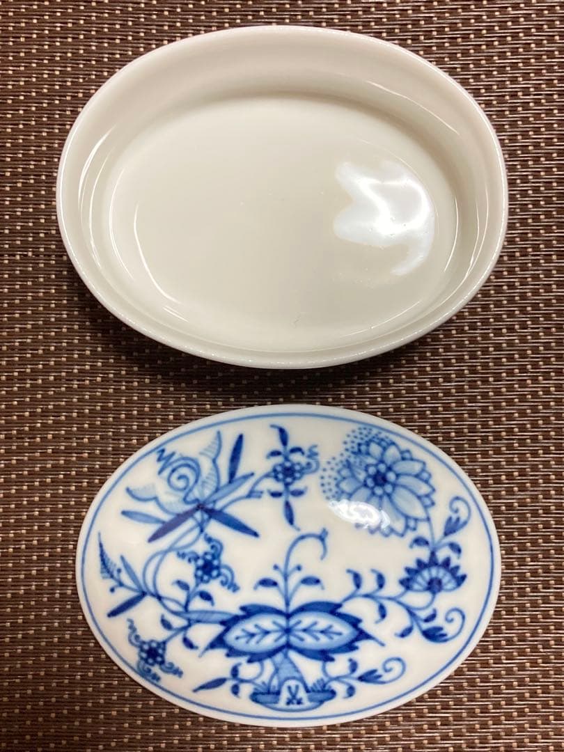 未使用 マイセン 小物入れ ブルーオニオン ボンボニエール ポット ケース 希少