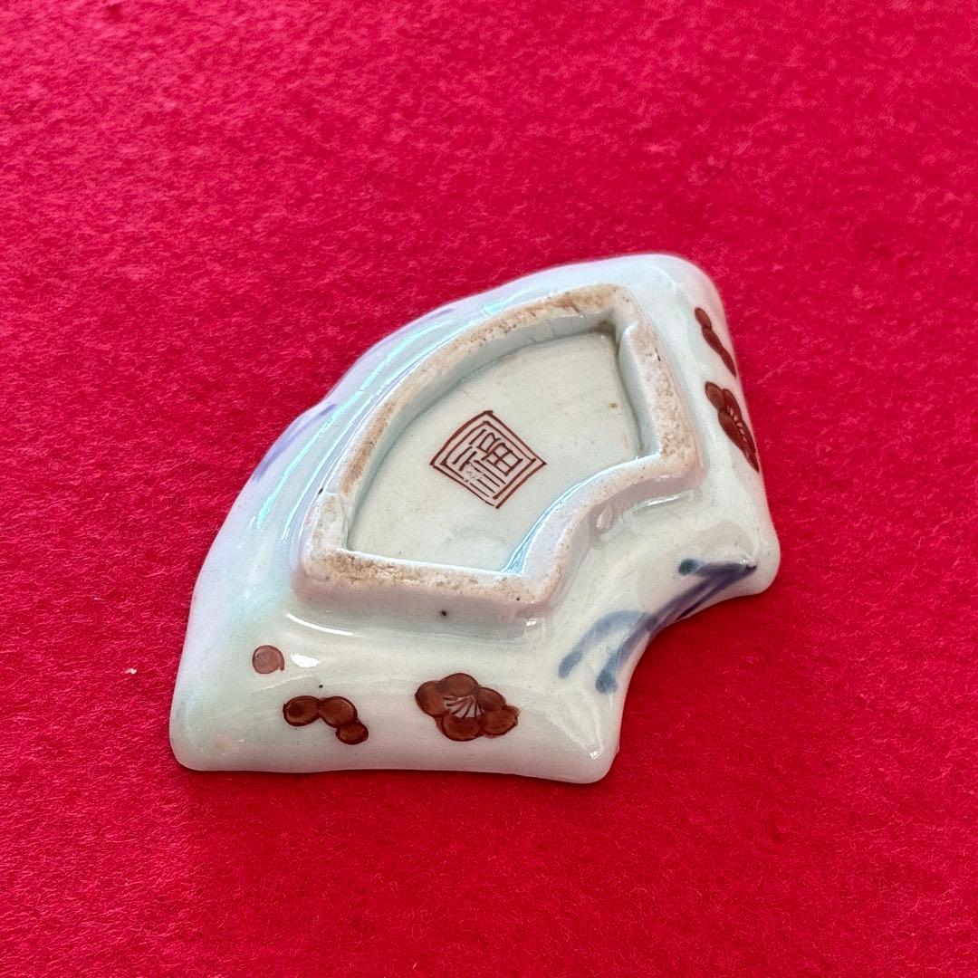 古伊万里　梅花文　扇面形　豆皿　5枚組