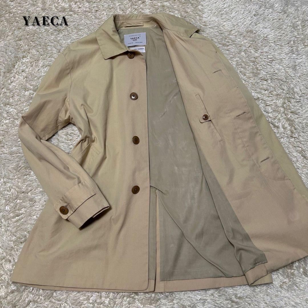 ヤエカ　ステンカラーコート　比翼　ベージュ　ショート丈　M　男女兼用