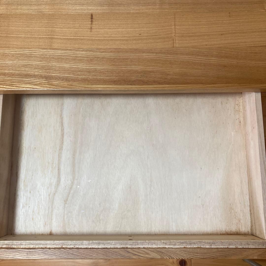 無印良品　タモ材　学習机　木製テーブル　引き出し付き