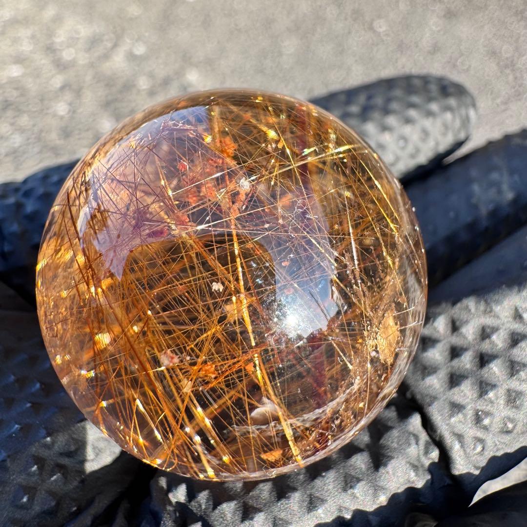 M-45ルチル丸玉　ルチルクォーツスフィア　天然石　針入り水晶　34.7mm