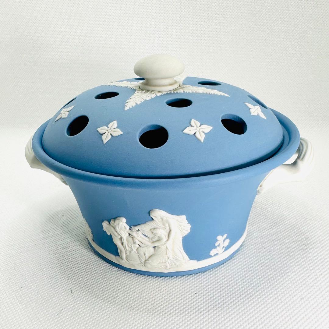  ウェッジウッド ジャスパー ポプリポット ペールブルー 蓋付き