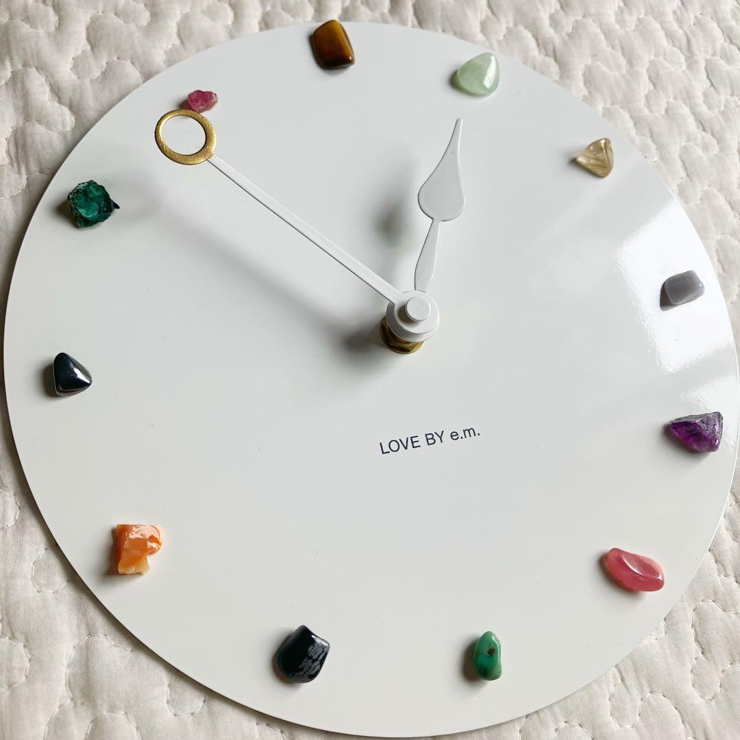 LOVE BY e.m. 壁掛け時計 ウォールクロック 鉱物 鉱石 天然石 白
