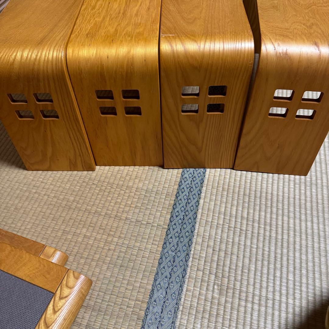 【送料込】光製作所 木製　高級座椅子　4脚セット　和室　昭和レトロ　肘置き