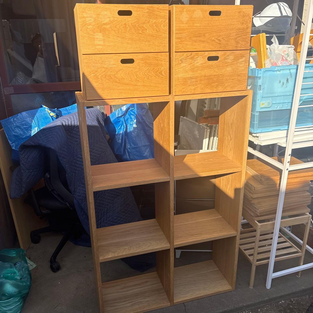 無印良品 木製スタッキングシェルフ 引出し付き ナチュラル