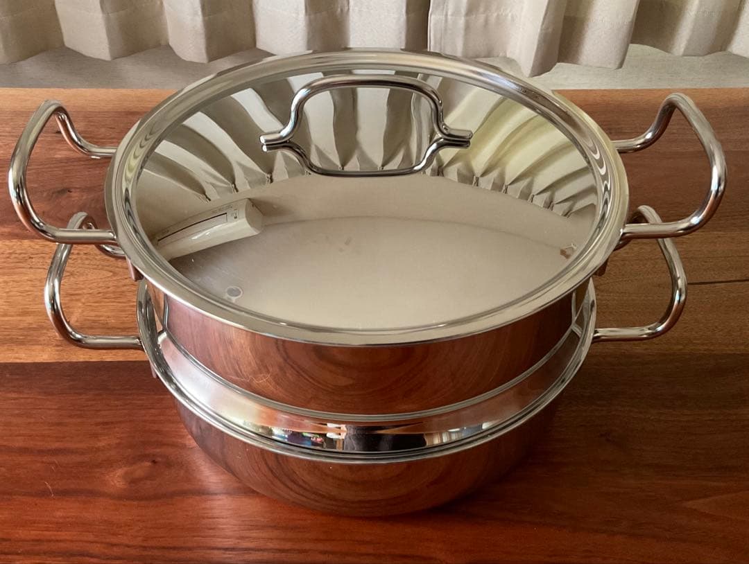 ジオプロダクト 蒸し器付き両手鍋 25cm 日本製 ステンレス