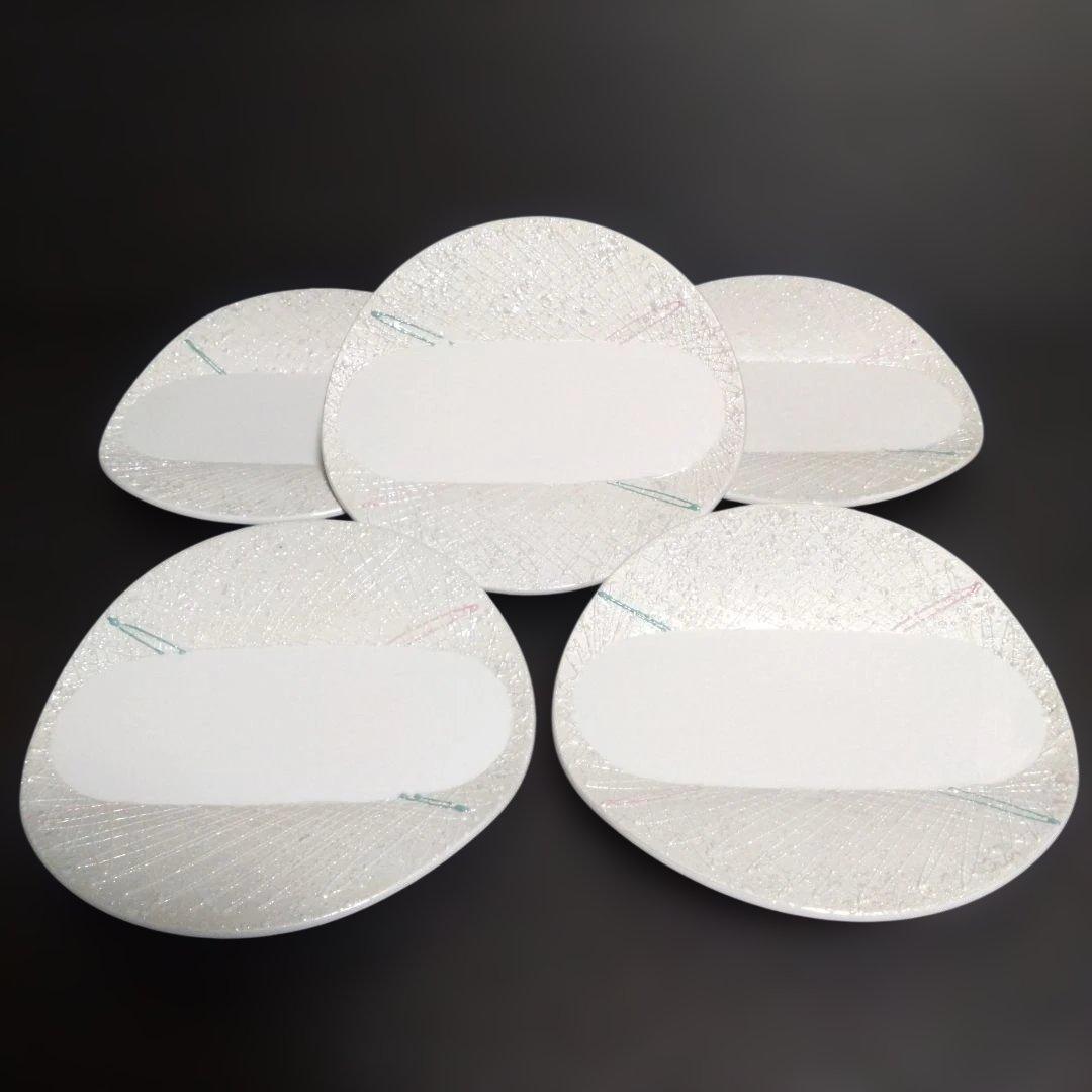 未使用 有田焼 古千窯 湾曲プレート5枚　お祝い