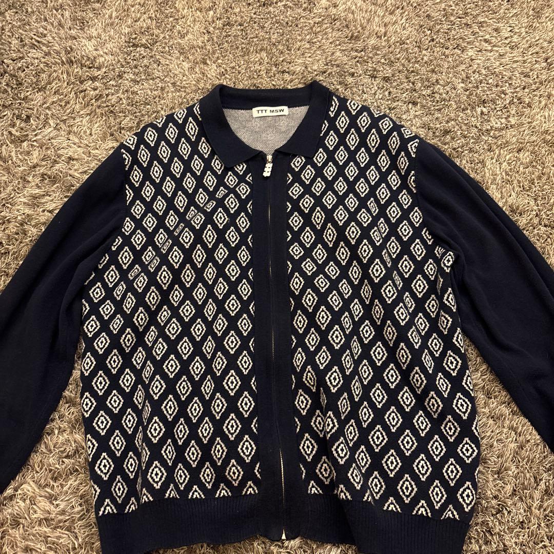 ttt_msw ジップニットスウェット　L 紺色
