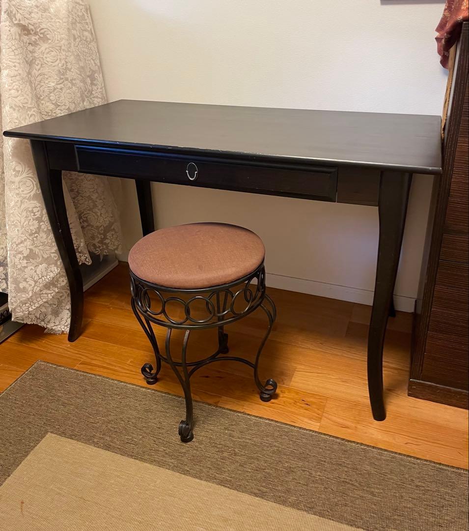 IKEAレア廃盤品LEKSVIKデスク　アンティーク風　木製　机　黒