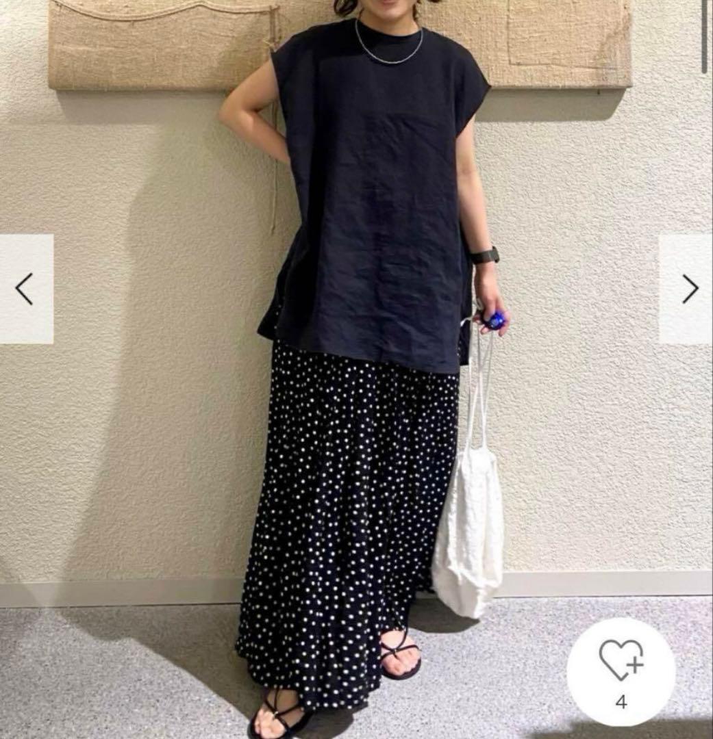 新品　今季　かぐれ　リネンフレンチクルーネック　2025年春夏　ネイビー