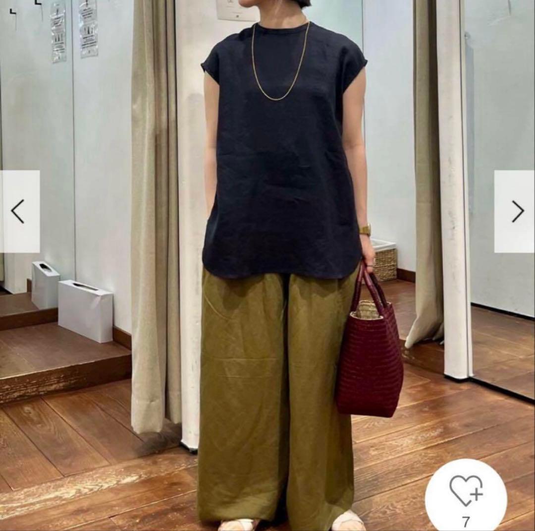 新品　今季　かぐれ　リネンフレンチクルーネック　2025年春夏　ネイビー