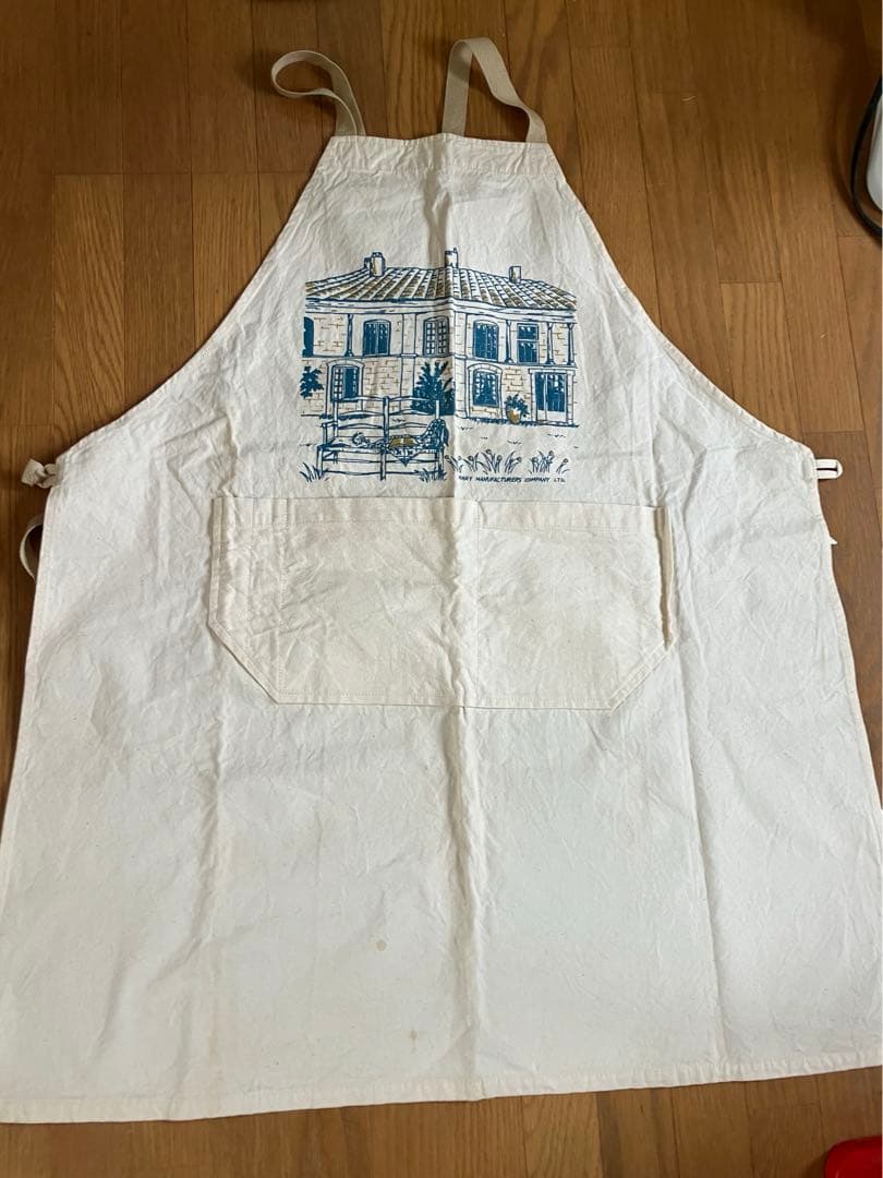 マニー　many　エプロン　カントリー柄　綿　レア　レトロ
