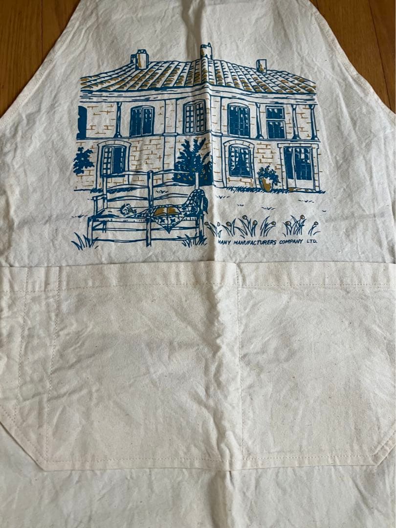 マニー　many　エプロン　カントリー柄　綿　レア　レトロ