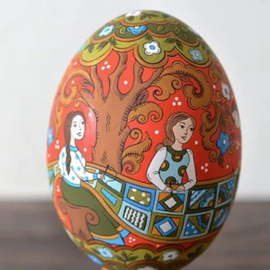 ロシア雑貨☆特大イースターエッグ(スタンド付き)H21cmオリガ作マトリョーシカ