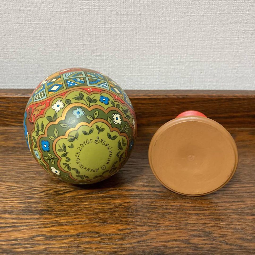 ロシア雑貨☆特大イースターエッグ(スタンド付き)H21cmオリガ作マトリョーシカ