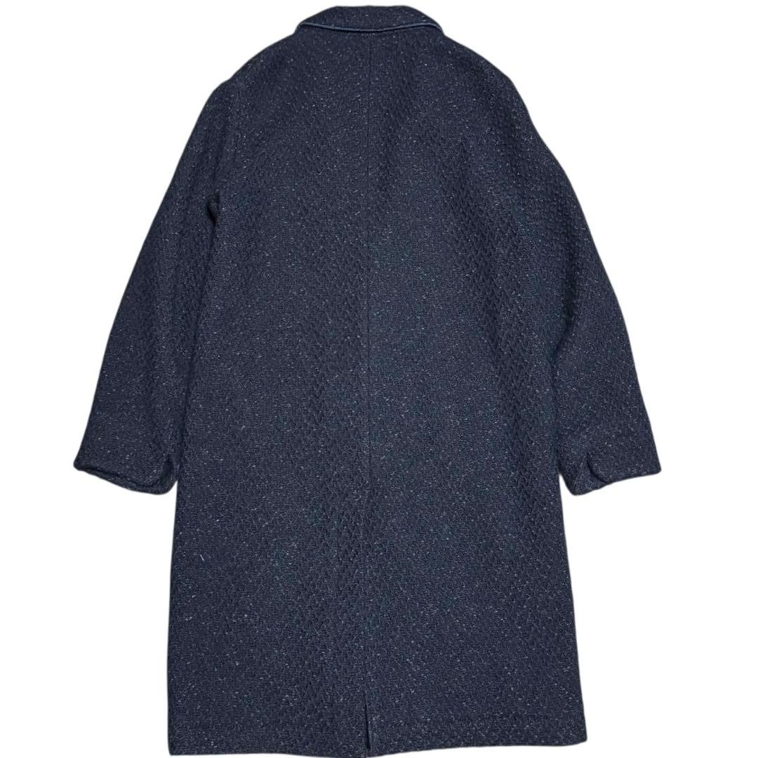 BLUE BLUE ネップ ウール ロングコート ネイビー Lサイズ 日本製