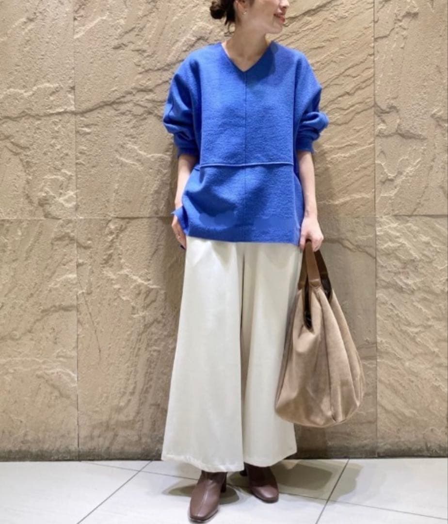 【美品】BEARDSLEY 圧縮ジャージードルマンプルオーバー ニット　ブルー