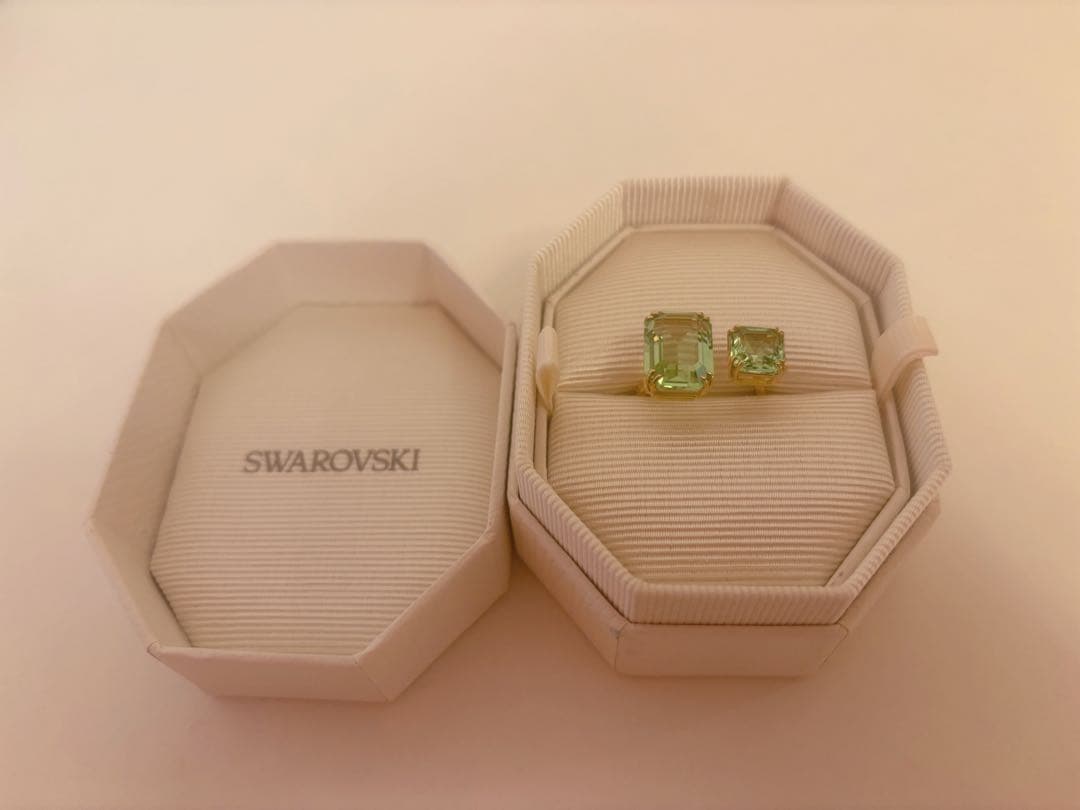 スワロフスキー オープンリング オクタゴンカット グリーン 58