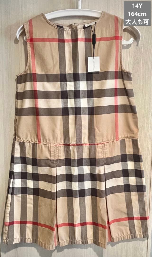 （新品）Burberry 14Y164cmチェック柄 ノースリーブワンピース